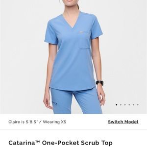 catarina one pocket scrub top figs ceil blue xxs